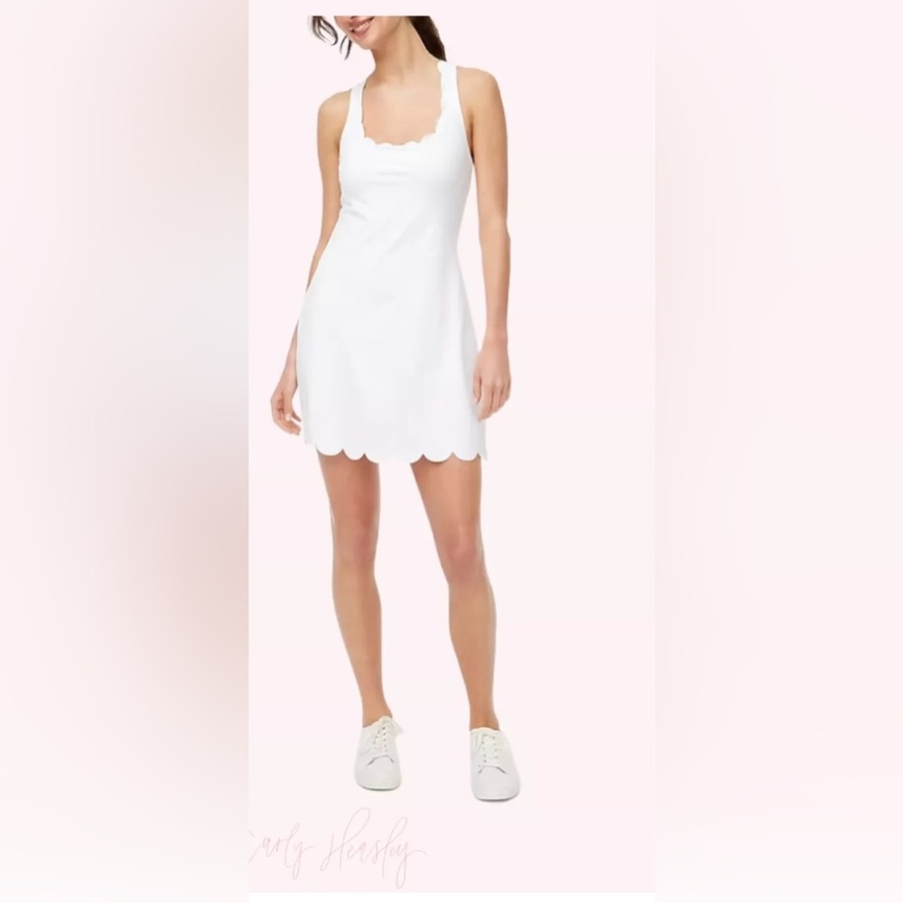 White Scalloped Tank Tennis Dress